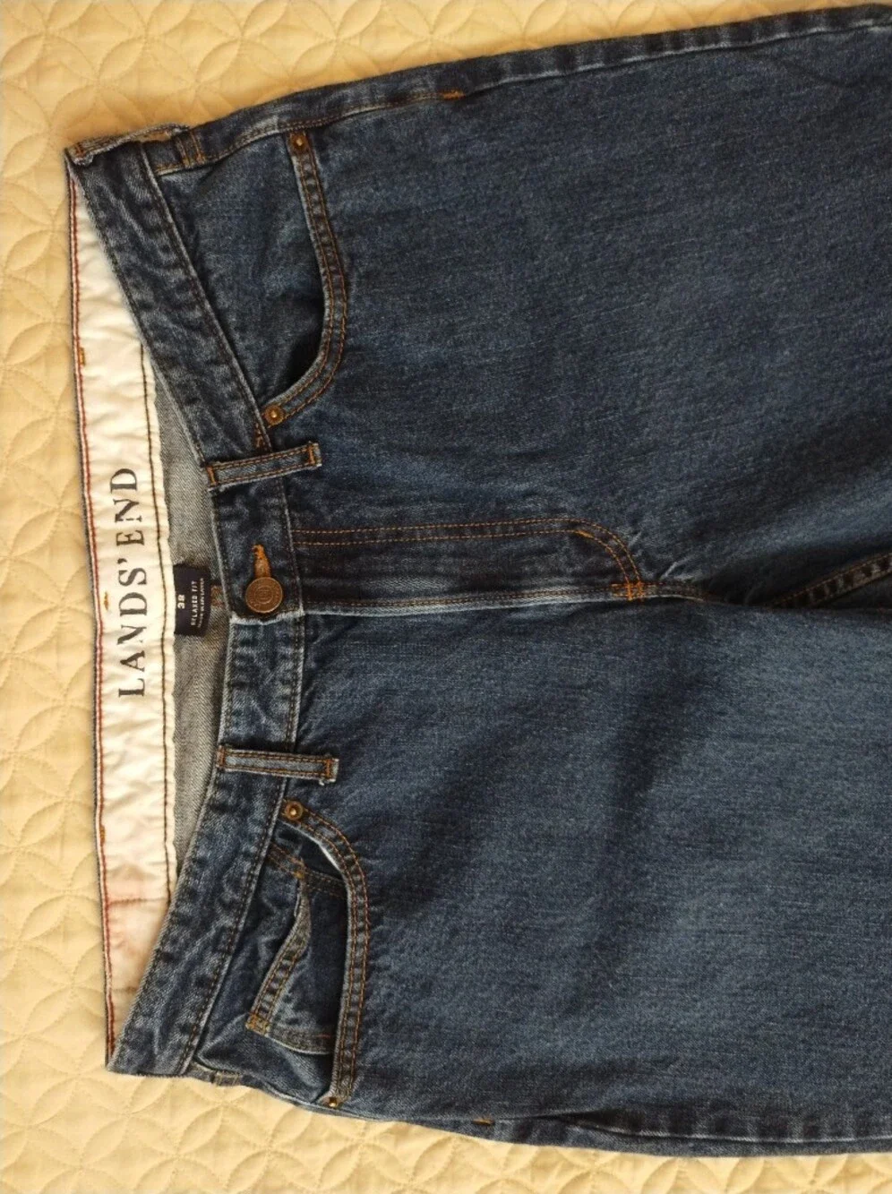 Lands End 90s Vintage Relaxed Fit Jeans Dark Wash